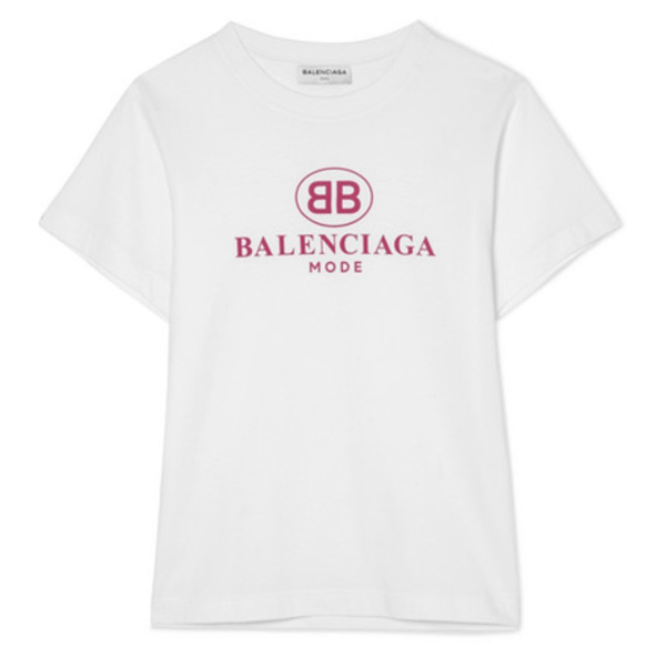 18SS バレンシアガ ロゴTシャツ コピー BB モード セミ フィット T シャツ ピンクロゴが可愛い