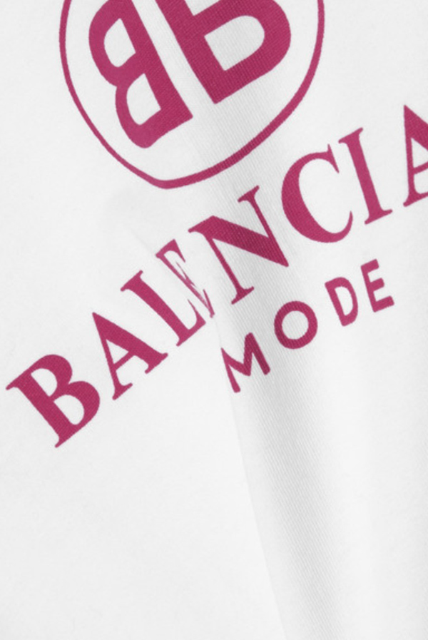 18SS バレンシアガ ロゴTシャツ コピー BB モード セミ フィット T シャツ ピンクロゴが可愛い