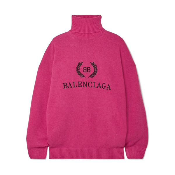BALENCIAGA aw18/19 ウール＆カシミヤ カシミヤ混ウール製 刺繍入りタートルネックセーター
