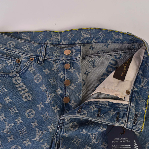 ルイヴィトン×シュプリーム コピー 17AW LOUIS VUITTON × SUPREME Jacquard Denim 5-Pocket Jeans デニムパンツ