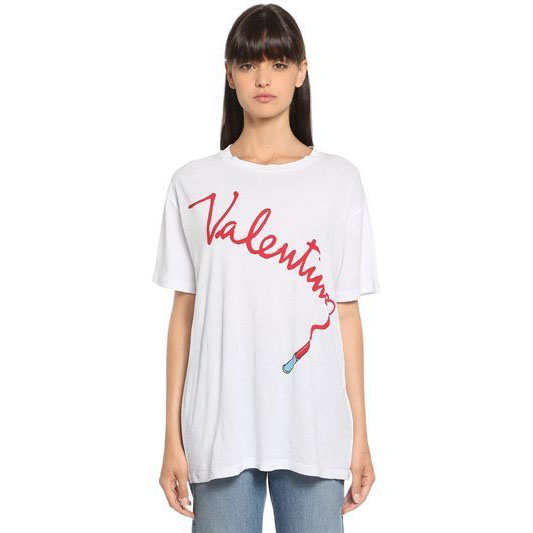 VALENTINO バレンチノ lipstick プリントコットンジャージーtシャツ ヴァレンティノ tシャツ コピー