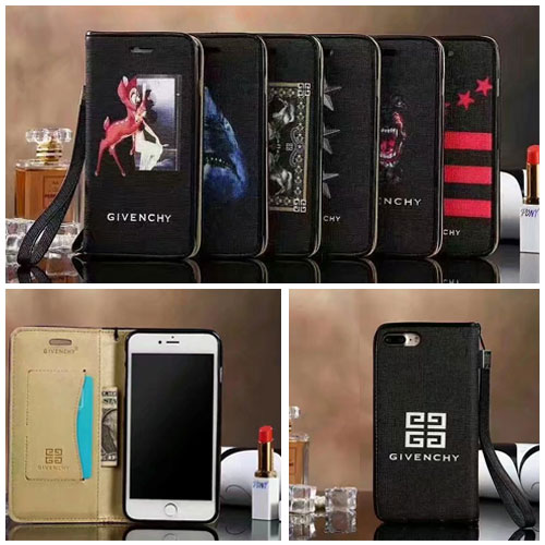 Givenchy ジバンシィ Galaxy S8/S8+ケース アイフォン8/7プラスケース iphone6s/6splus手帳型カバーお洒落ストラップ付き