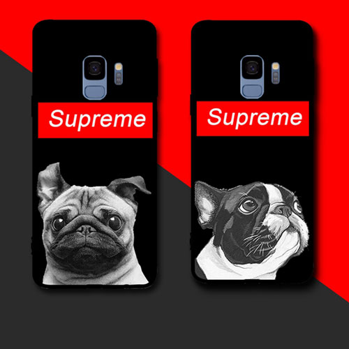 Supreme シュプリーム Galaxy S9/S9+ケース ブランドギャラクシー S9/S9(SC-03K)ケース 犬付き可愛いカバー