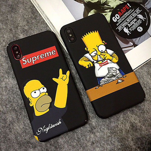 シンプソン xsupreme コラボ iphone xケース ブランド iphone 8/8plusケース 個性 アイフォン7/6s plusカバー ファッション パロディ風