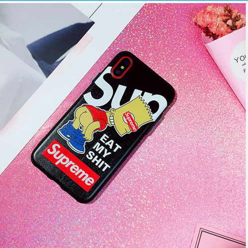 シュプリーム iphone Xケース シンプソンSupreme アイフォン X/8/7 plusケースパロディ風ファッションブランド