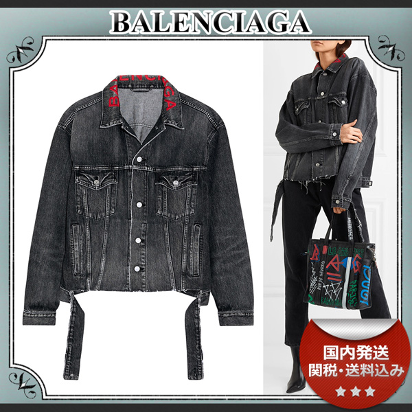 BALENCIAGA ジャケット バレンシアガ デニムジャケット ロゴプリント ロゴ刺繍オーバーサイズ デニム スーパーコピー