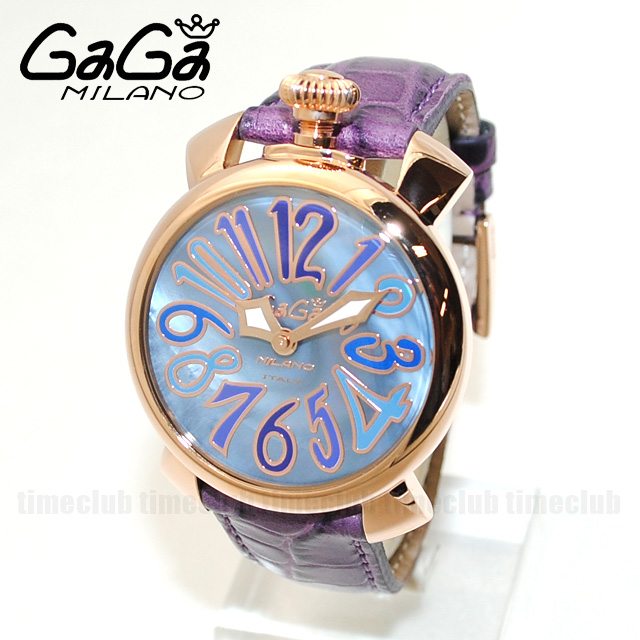 GaGa MILANO （ガガミラノ） 時計 腕時計 MANUALE マニュアーレ マヌアーレ 40mm パープル レザー/ブルーシェル/ピンクゴールド 5021.09