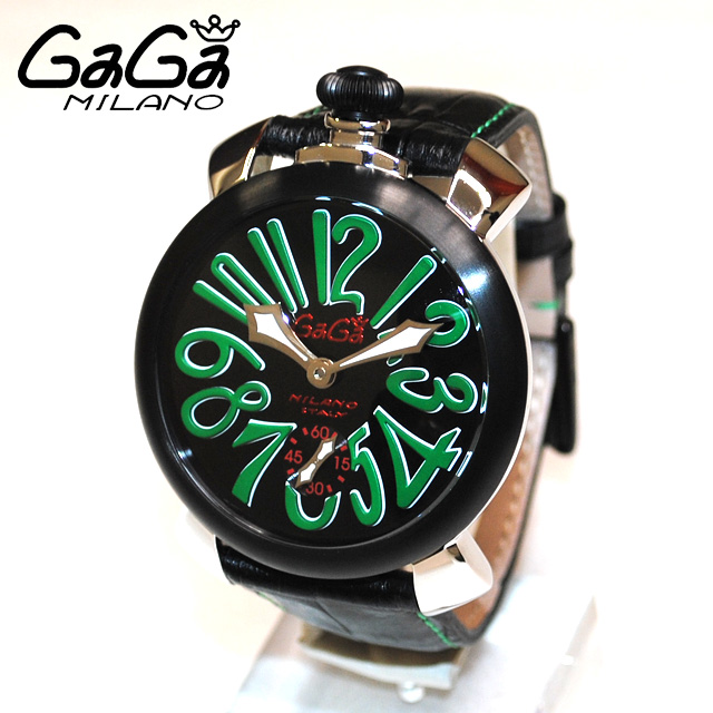 GaGa MILANO （ガガミラノ） 時計 腕時計 MANUALE マニュアーレ マヌアーレ 48mm ブラックレザー/グリーン 5013.02S