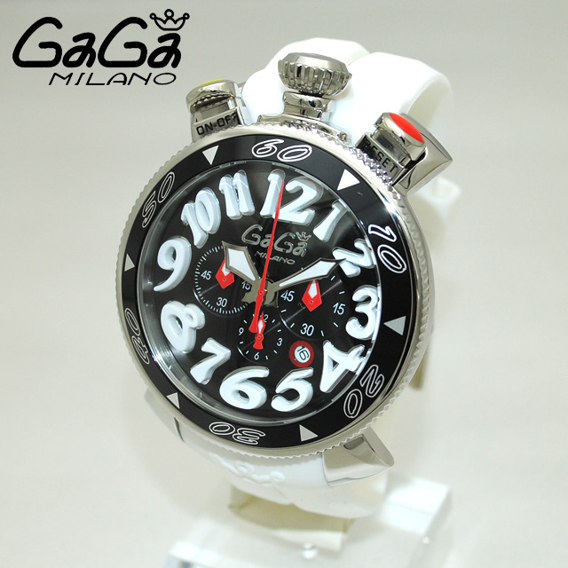 GaGa MILANO （ガガミラノ） 時計 腕時計 クロノ 48mm ホワイト ラバー/シルバー 60508 WH