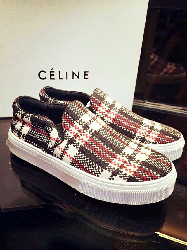 2014 Celineセリーヌスーパーコピーの新作のカップルモデルフラット格子縞の靴 E6568